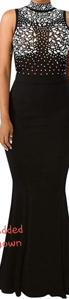 Formal evening black beaded mermaid gown